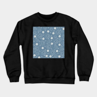 Botanical Blue and White Pattern Crewneck Sweatshirt